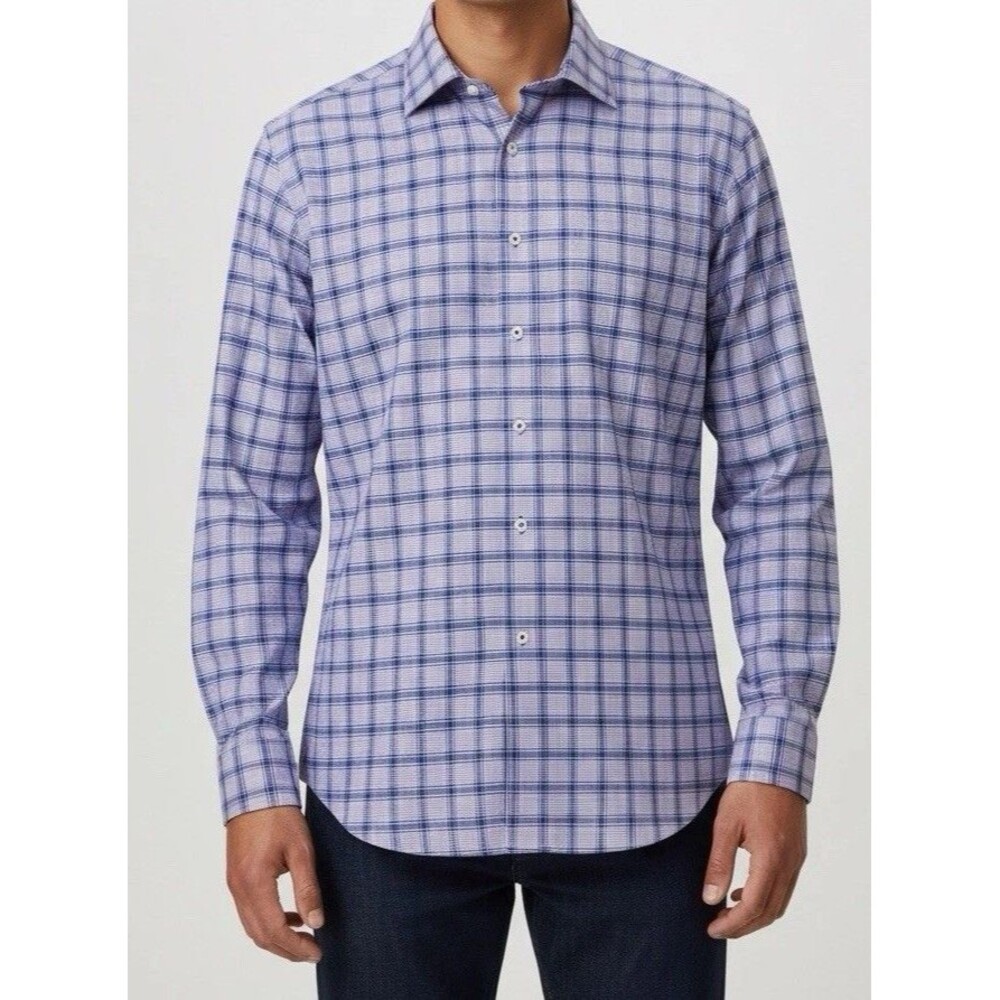Peter Millar Nanoluxe Shirt Mens Large Purple Long Sleeve Button Down Easy Care